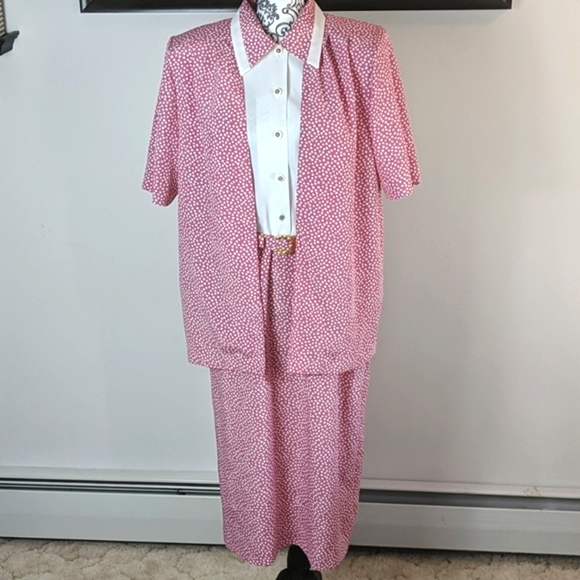 Vintage Florentine Pink Polka Dot Dress With Matching Jacket 12 (fits M) - Picture 2 of 16